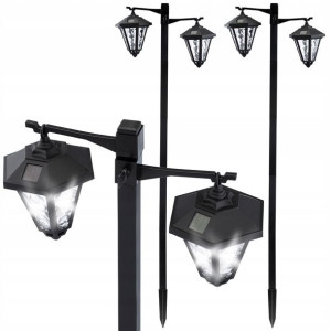 2xLATARNIA SOLARNA lampa ogrodowa LED 137CM WYSOKA