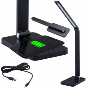 Lampka Biurkowa Nocna LED 7W CCT USB ŁADOWARKA QI