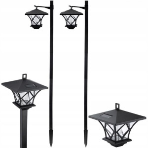 2x LATARNIA ogrodowa LED solarna 155cm WYSOKA