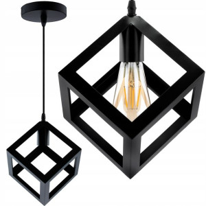 Lampa Sufitowa Wisząca Diament Brylant Kostka Zwis E27 Loft Czarna