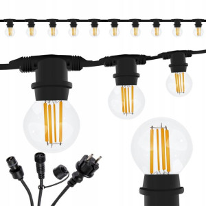 Girlanda Ogrodowa Mocna 10m + 10x Żarówka Led E27