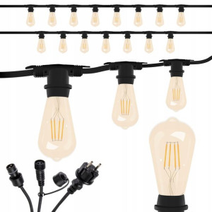 Girlanda Ogrodowa 15m + 15x Żarówki Vintage Edison