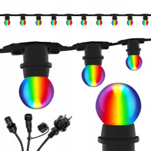 Girlanda Ogrodowa Łańcuch 10m +10x Żarówka Led Rgb