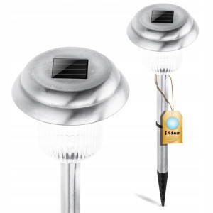 Lampa Ogrodowa LED Solarna Wbijana STAL I CHROM