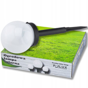 Lampa Solarna Ogrodowa Kula Biała Led Wbijana 10cm
