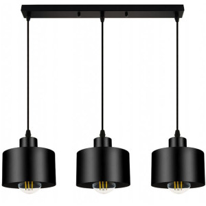 Lampa WISZĄCA Czarna BELKA Loft do LED 3x E27