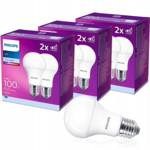 6x Żarówka Led E27 12,5w = 100w A60 4000k Philips
