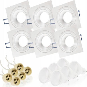 6x Oprawa HALOGENOWA Podtynkowa Biała + LED GU10