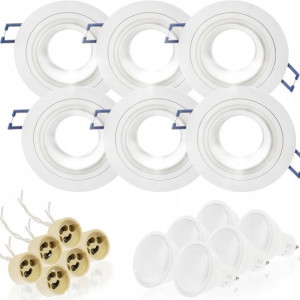 6x Oprawa HALOGENOWA Podtynkowa Okrągła + LED GU10