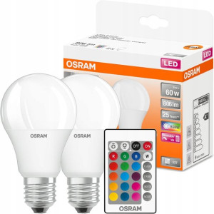2x Żarówka Led A60 E27 9w = 60w Osram Rgbw Pilot