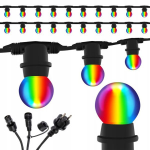 Girlanda Ogrodowa Łańcuch 10m +20x Żarówka Led Rgb