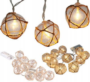 GIRLANDA LED AHNE na baterie 10x KULA Ciepła LOFT