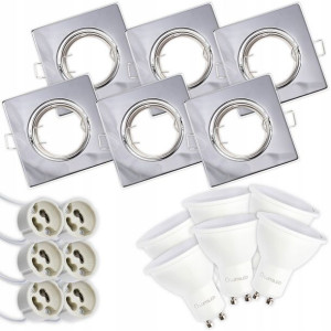 6x Oprawa HALOGENOWA Ruchoma Chrom + LED GU10 6W