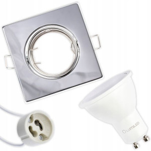 Zestaw Oprawa HALOGENOWA Ruchoma Chrom + LED GU10