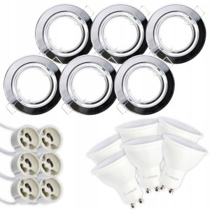 6x Oprawa HALOGENOWA RUCHOMA Chrom + LED GU10 5W