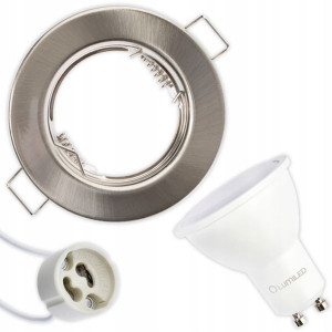Zestaw Oprawa HALOGENOWA Satyna + LED GU10 3W
