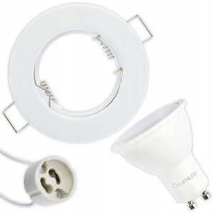 Zestaw Oprawa HALOGENOWA Biała + LED GU10 6W