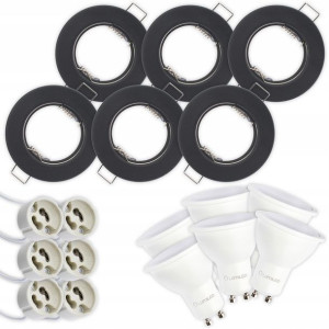 6x Oprawa HALOGENOWA STAŁA Grafit + LED GU10 10W