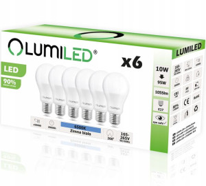 6x Żarówka LED E27 10W 95W 1055lm 6000K 260st
