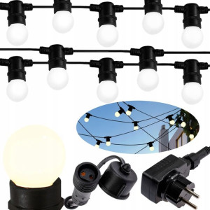 Girlanda ogrodowa MLECZNE + 10x LED E27 6W 6,2m