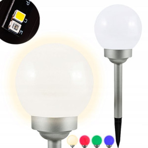 Lampa Ogrodowa LED SOLARNA POLUX KULA 15cm SATYNA