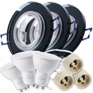 Zestaw 3x oprawa halogenowa szklana + LED GU10 6W