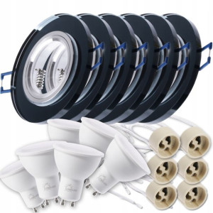 Zestaw 6x oprawa halogenowa szklana + LED GU10 6W