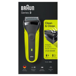 Braun Series 3 300 Golarka elektryczna, czarna/limonkowa, męska golarka