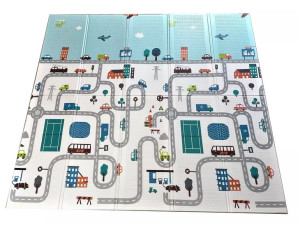 Mata dla dzieci piankowa edukacyjna XPE 180 x 200 Ulice miasta i Zoo 1 cm