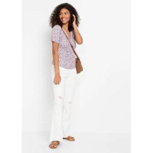 Bonprix Liliowa Bluzka W Kwiaty 32-34 927842