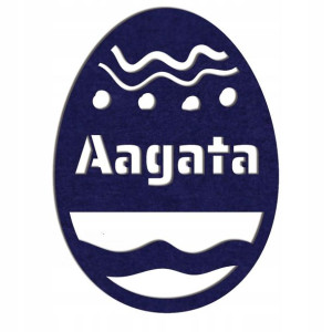 granatowa filcowa Pisanka z imieniem p12 10cm