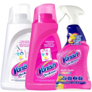 Vanish Zestaw Odplamiacz Płyn Pink White 2 x 1L + Spray 500ml