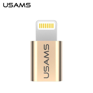 Adapter USAMS US-SJ014 microUSB/Lightning złoty/gold