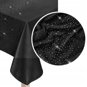 Obrus Bieżnik na Stół Welur SHINY Czarny 40x140 cm