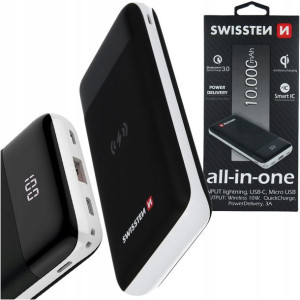 SWISSTEN Powerbank 10000 mAh INDUKCJA QC 3.0 LCD