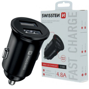 Ładowarka Samochodowa Swissten 2x Usb 2,4a Czarna