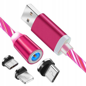 Świecący Kabel Magnetyczny 3w1 Do Iphone Typ C Usb