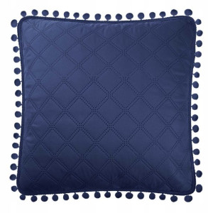 Poszewka Dekoracyjna z Pomponami 45x45 Granatowa