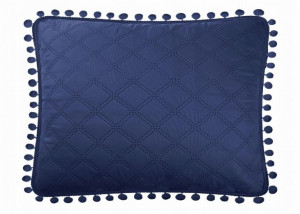 Poszewka Dekoracyjna z Pomponami 50x70 Granatowa
