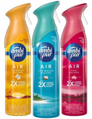 Ambi Pur Odświeżacz Powietrza MIX 3x300ml spray Thai Escape Caribbean