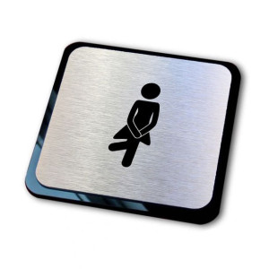 srebrna tabliczka informacyjna grawer WC pani