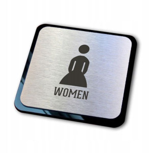 srebrna tabliczka informacyjna grawer WC women