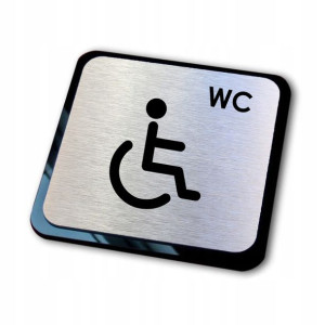 srebrna tabliczka informacyjna grawer wózek WC