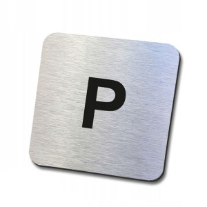 srebrna tabliczka informacyjna parking