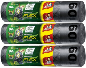 JAN NIEZBĘDNY Worki na śmieci z taśmą Magnum FLEX 30szt 60L czarne