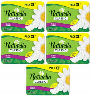 Naturella Classic maxi 16 szt zestaw x5 ze skrzydełkami