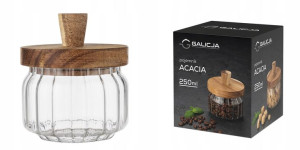 POJEMNIK 250ml szklany kuchenny uniwersalny DREWNO