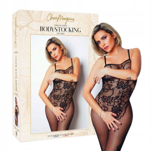 Bodystocking w kwiaty z otwartym krokiem, seksowne