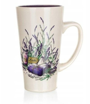 KUBEK wysoki ceramiczny na herbatę lawenda 450 ml