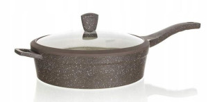 PATELNIA GŁĘBOKA z pokrywą ALUMINIUM 28 cm MARRONE